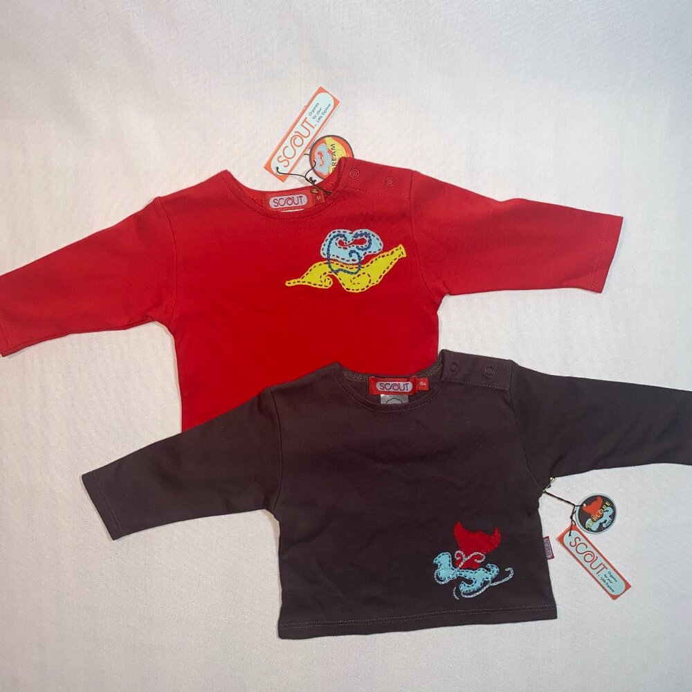 Scout Organic T-Shirts  3-6m Red / Brown (cotton)